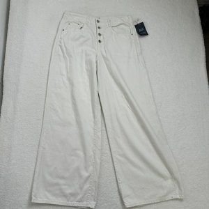NWT Gap Women's Wide Leg 4 Button Fly Linen Blend Pants Size 31 Short* White